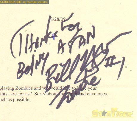 Bill Hinzman autograph collection entry at StarTiger